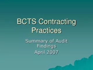BCTS Contracting Practices
