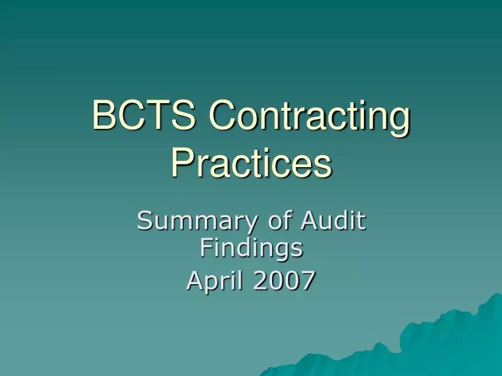 bcts contracting practices