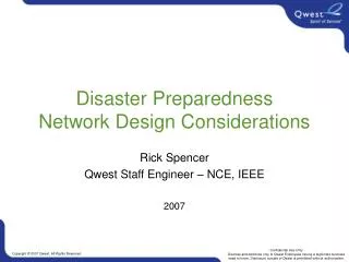 Disaster Preparedness Network Design Considerations
