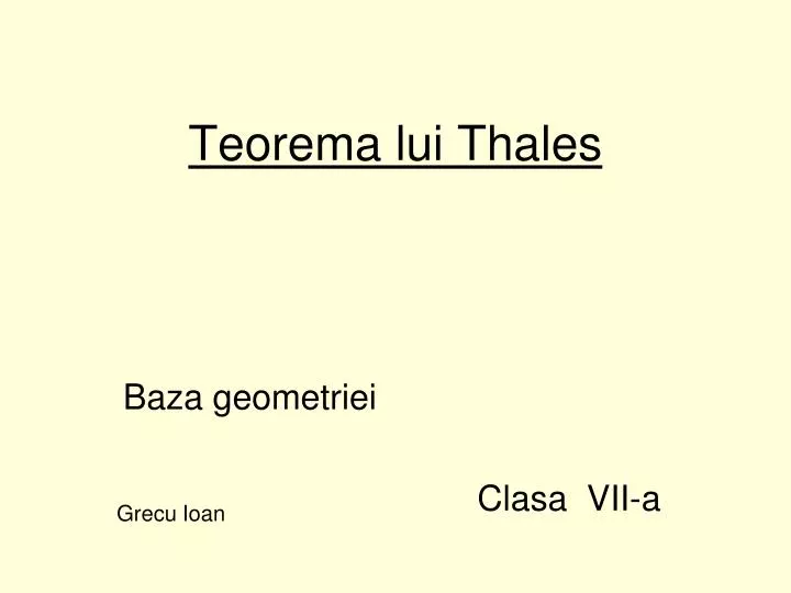 teorema lui thales