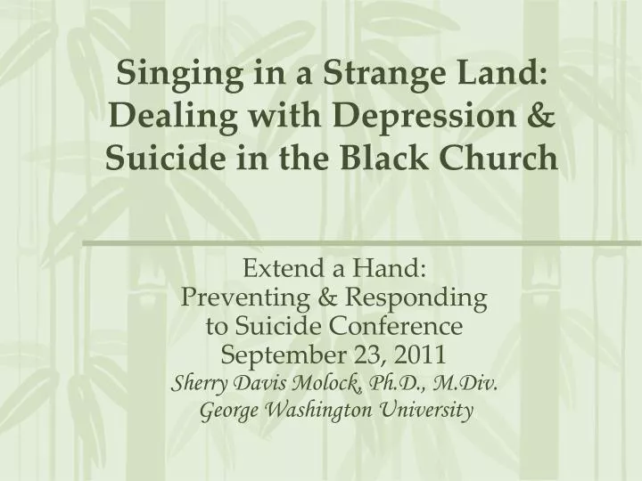 singing in a strange land dealing with depression suicide in the black church
