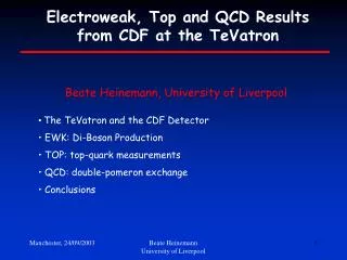 Electroweak, Top and QCD Results from CDF at the TeVatron