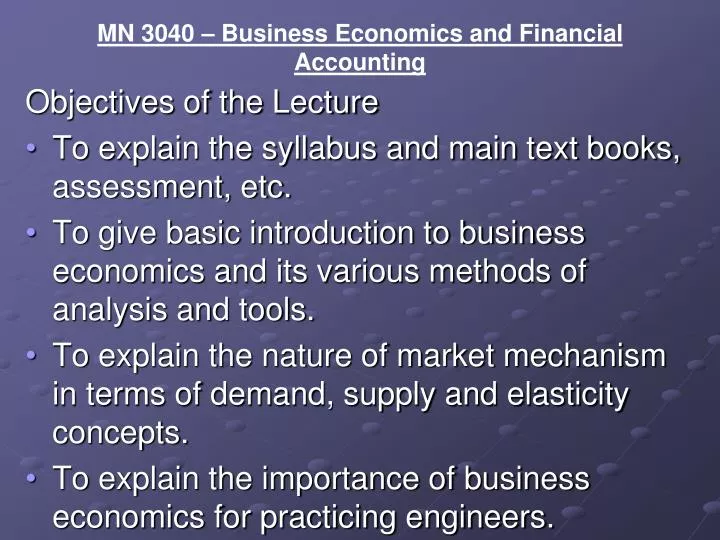 mn 3040 business economics and financial accounting
