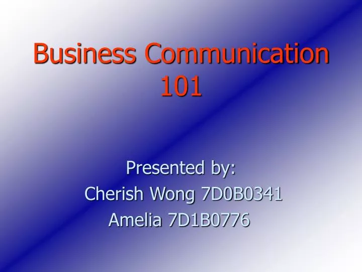 business communication 101
