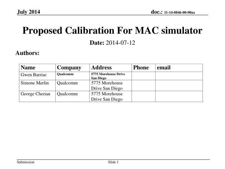 proposed calibration for mac simulator