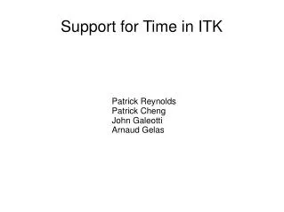 Support for Time in ITK