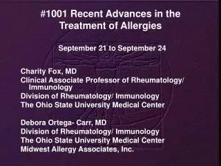 # 1001 Recent Advances in the Treatment of Allergies