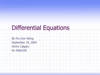 Differential Equations