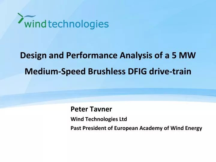 design and performance analysis of a 5 mw medium speed brushless dfig drive train