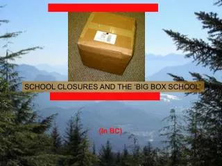 SCHOOL CLOSURES AND THE ‘BIG BOX SCHOOL’