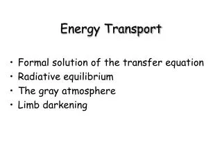 Energy Transport