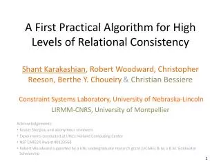 A First Practical Algorithm for High Levels of Relational Consistency