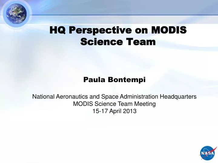 hq perspective on modis science team