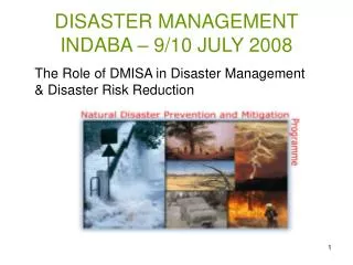 DISASTER MANAGEMENT INDABA – 9/10 JULY 2008
