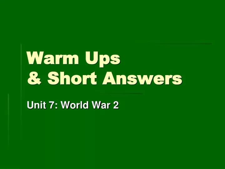 warm ups short answers