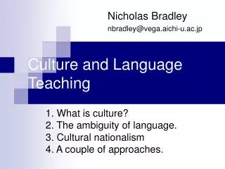 Culture and Language Teaching