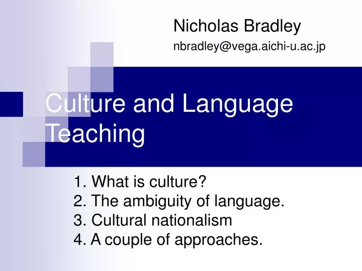 culture and language teaching