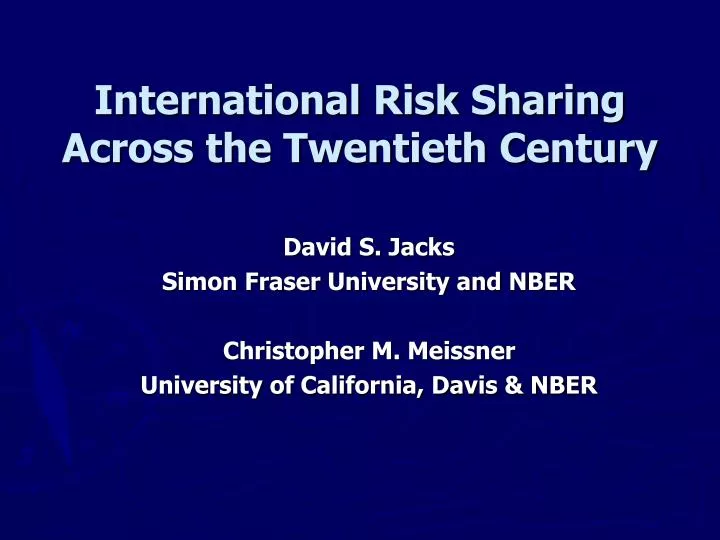 international risk sharing across the twentieth century