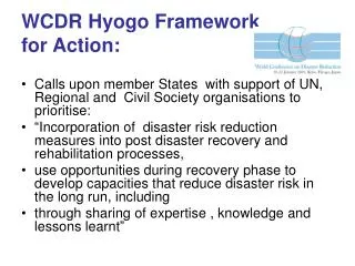 WCDR Hyogo Framework for Action: