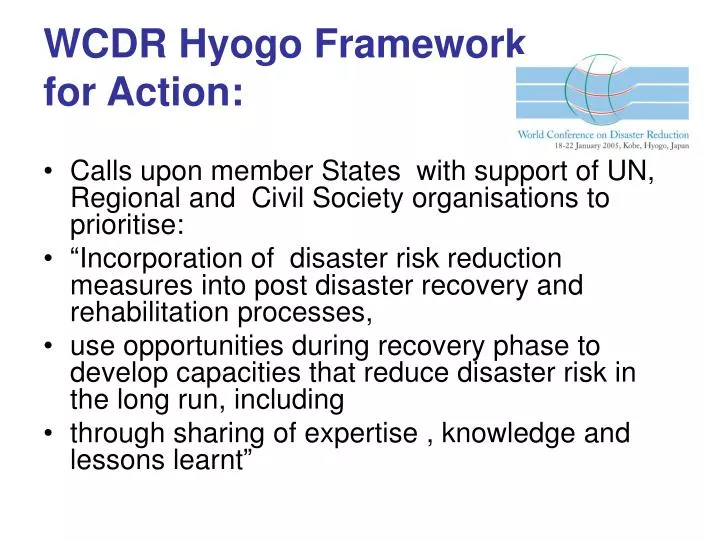 wcdr hyogo framework for action