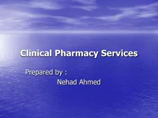 Clinical Pharmacy Services