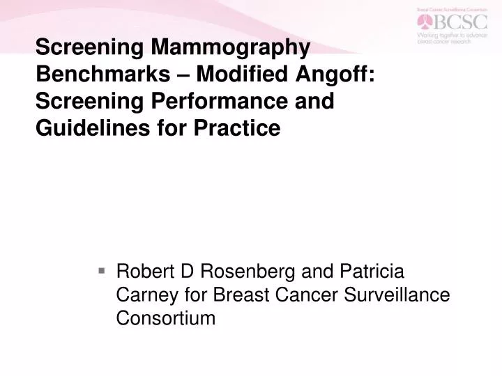 screening mammography benchmarks modified angoff screening performance and guidelines for practice