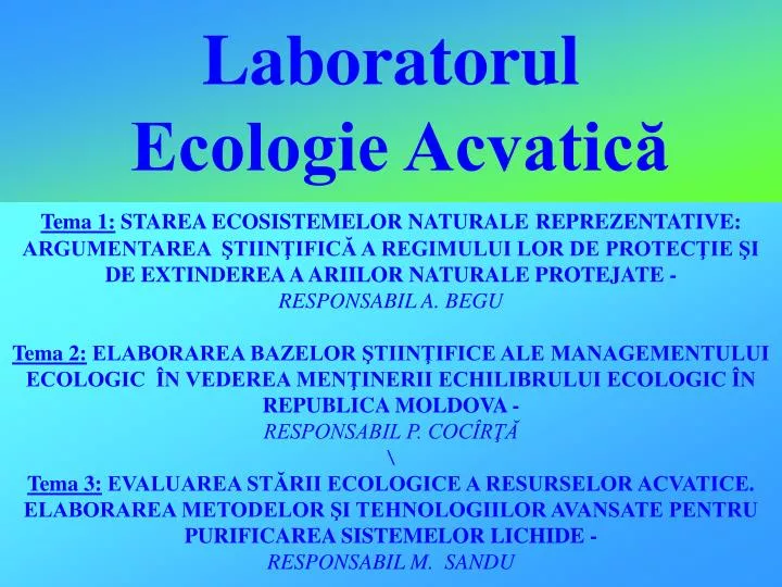 laboratorul ecologie acvatic