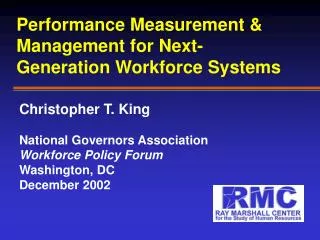 Performance Measurement &amp; Management for Next-Generation Workforce Systems