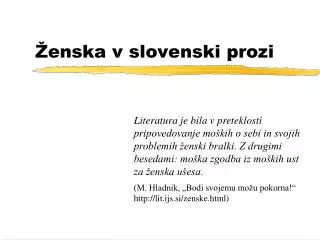 enska v slovenski prozi