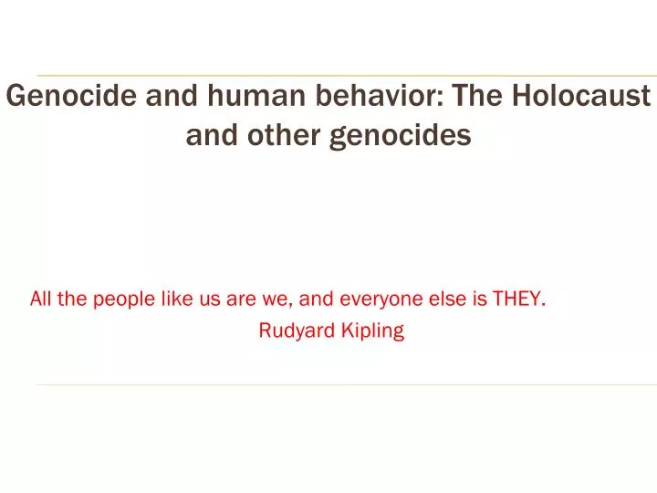 genocide and human behavior the holocaust and other genocides