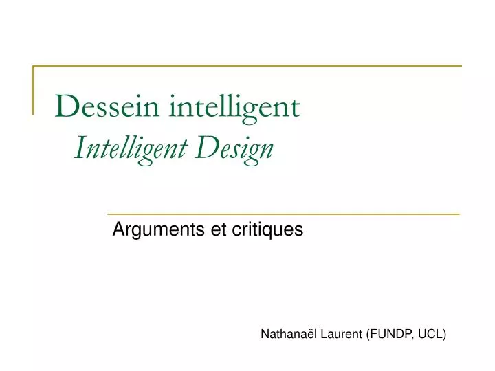 dessein intelligent intelligent design