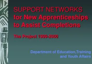 SUPPORT NETWORKS for New Apprenticeships to Assist Completions The Project 1999-2000