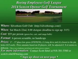 Boeing Employees Golf League 2014 Season Opener Golf Tournament