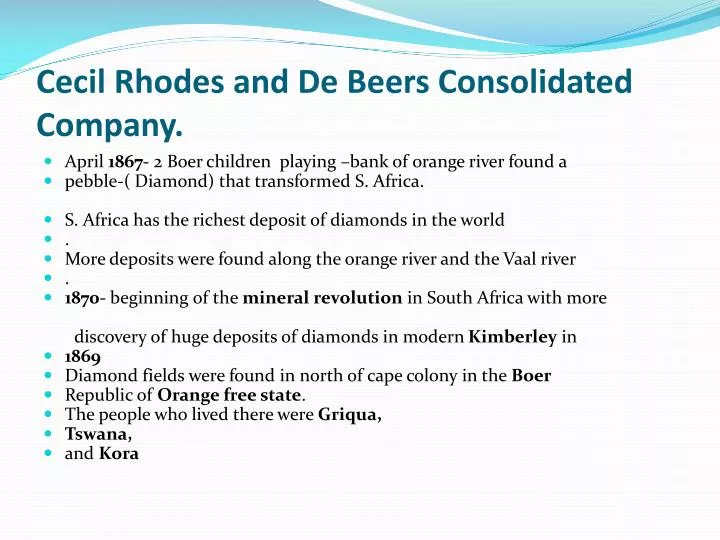 cecil rhodes and de beers consolidated company