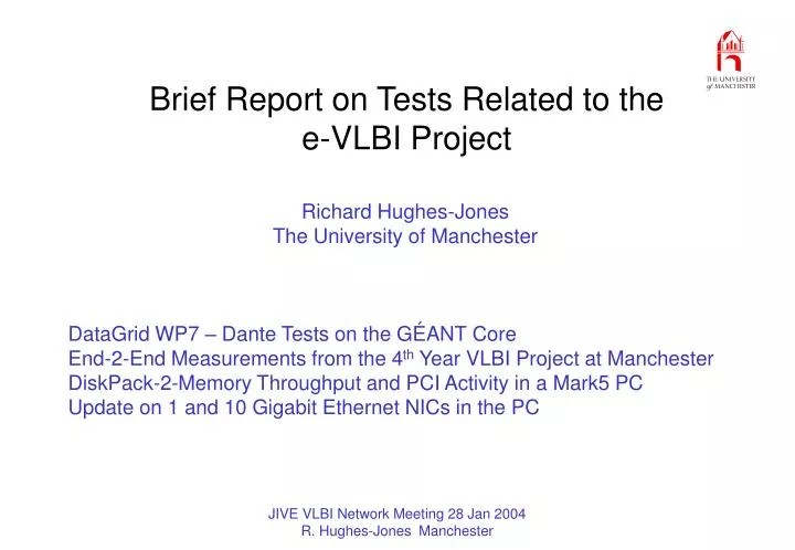 brief report on tests related to the e vlbi project