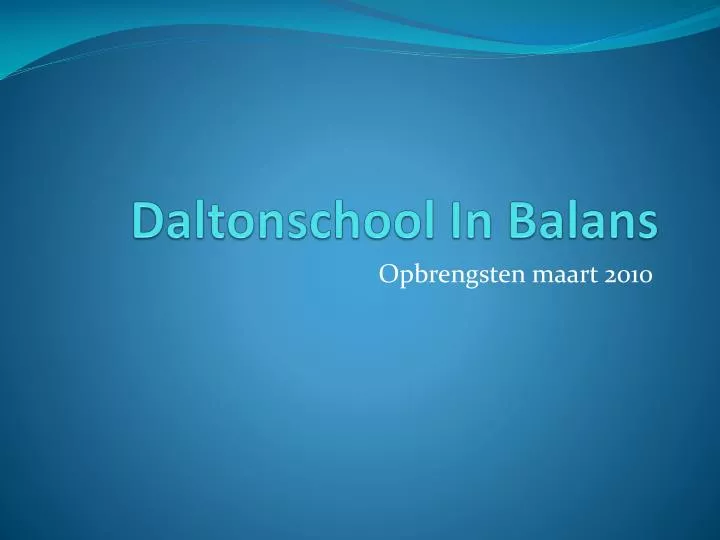 daltonschool in balans