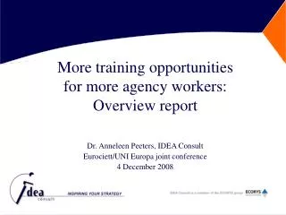More training opportunities for more agency workers: Overview report
