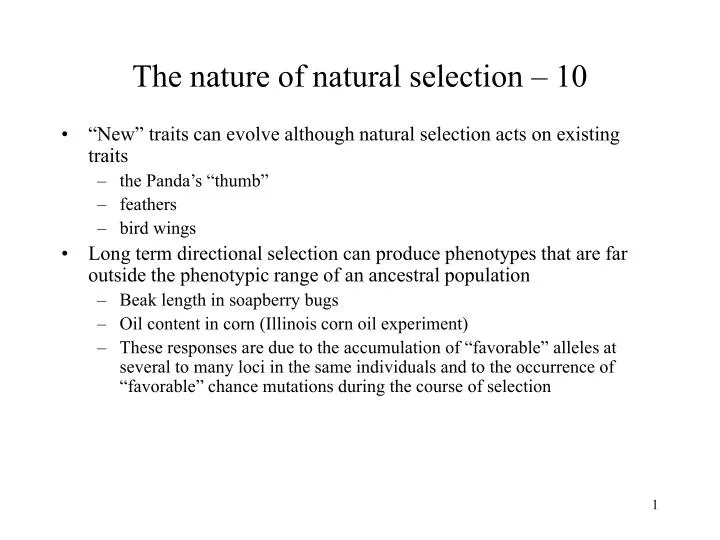the nature of natural selection 10