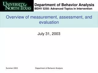 Overview of measurement, assessment, and evaluation