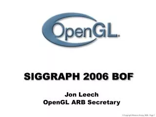 SIGGRAPH 2006 BOF