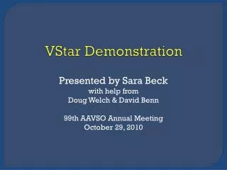VStar Demonstration