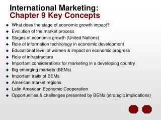 International Marketing: Chapter 9 Key Concepts