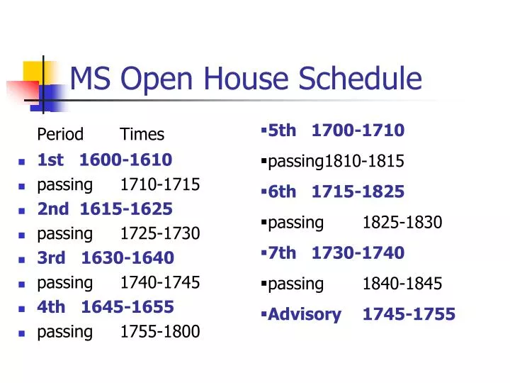 ms open house schedule