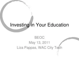 Investing in Your Education