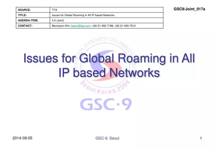 issues for global roaming in all ip based networks