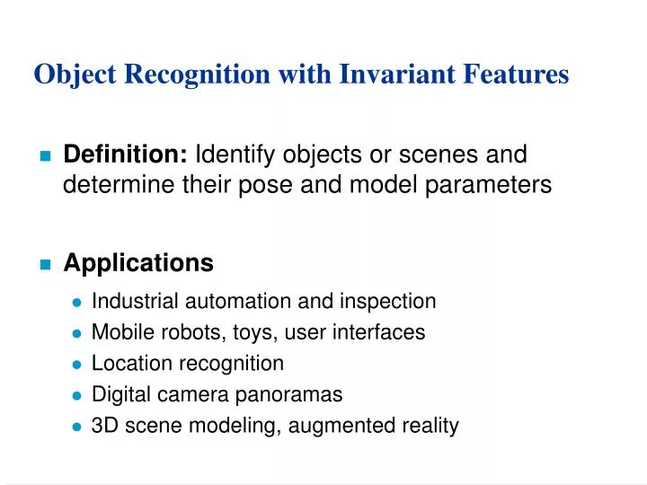 object recognition with invariant features