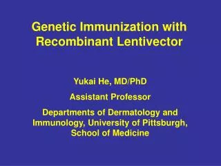 Genetic Immunization with Recombinant Lentivector
