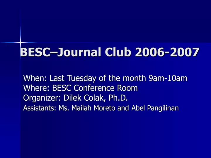 besc journal club 2006 2007