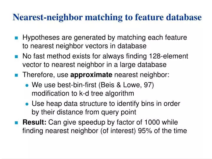 nearest neighbor matching to feature database