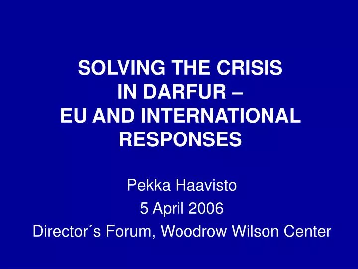 solving the crisis in darfur eu and international responses